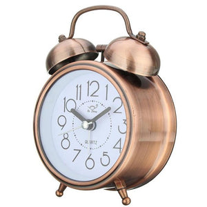 Vintage Retro Silent Pointer  Clocks Dual Bell Loud Alarm Clock Bedside Night Light Home Decors