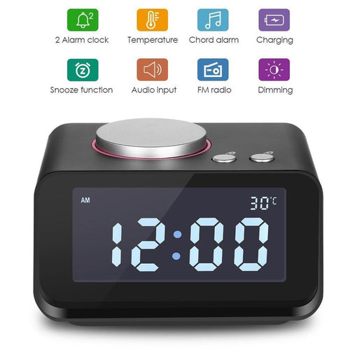 EAAGD Digital Alarm Clock FM Radio Loud Alarm Clock for Heavy Sleepers with Dual Alarm ,AUX in and Dual USB Charging Ports