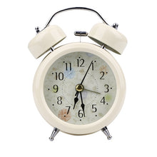 Charger l&#39;image dans la galerie, Mechanical Alarm Clock Retro Desktop Clock Round Metal Double Bell Table Clock Light Design Alarms Black White