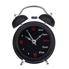 Charger l&#39;image dans la galerie, Mechanical Alarm Clock Retro Desktop Clock Round Metal Double Bell Table Clock Light Design Alarms Black White