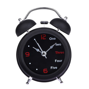 Mechanical Alarm Clock Retro Desktop Clock Round Metal Double Bell Table Clock Light Design Alarms Black White