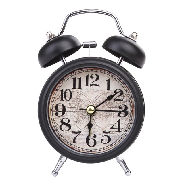 Alarm Clock Home Decor Ticking Retro Vintage Twin Bell Desk Bedside Alarm Clock 4 Colors Antique Clock Decoration Accessories