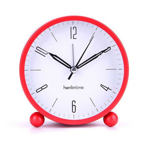 Portable Round Mute Alarm Clock Luminous Battery Operated Mechanical Analog Clock Student Kids Bedside Clocks Desktop Decor Gift