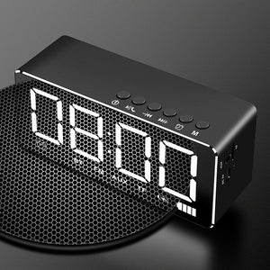 LED Bluetooth Wireless double alarm table clock light dark adjustment FM radio alarm clock of Snooze Function office home Decora