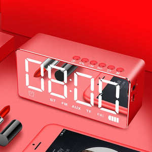 LED Bluetooth Wireless double alarm table clock light dark adjustment FM radio alarm clock of Snooze Function office home Decora