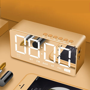 LED Bluetooth Wireless double alarm table clock light dark adjustment FM radio alarm clock of Snooze Function office home Decora